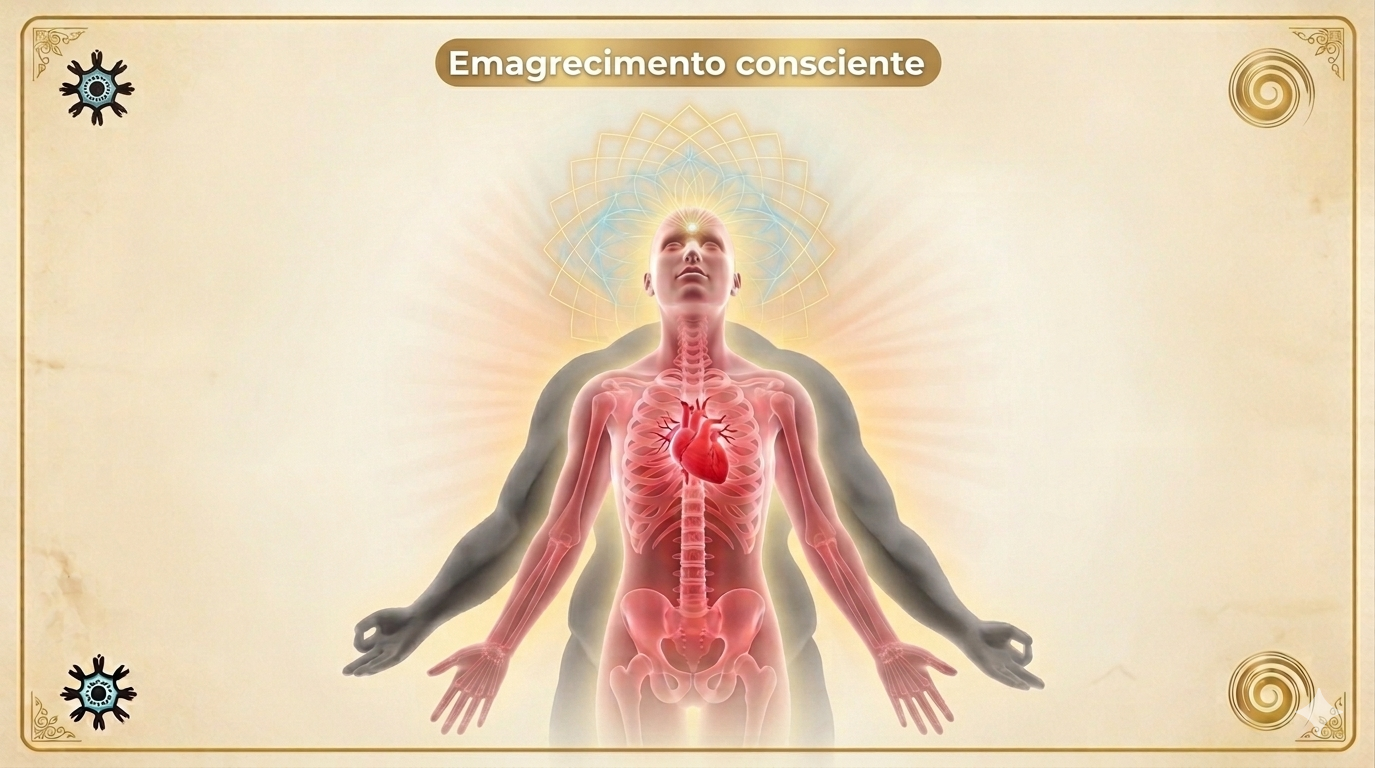Representação energética do corpo humano com mandala luminosa, símbolo da metodologia do Instituto Amorin